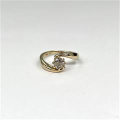 14k Yellow Gold Old European Diamond Bypass Engagement Ring Size 5.5
